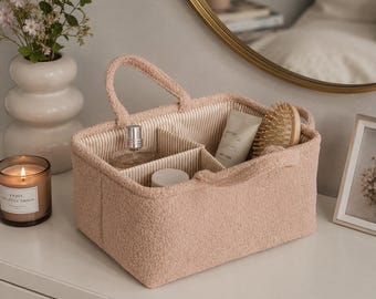 Storage Organizer Basket, Soft Fabric Caddy for Home, Car, Nursery & Bathroom