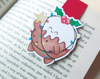 Christmas Magnetic Bookmark, Cute Festive Puddin Bookmark, Stocking Filler, Book Lover Gift, Reading Accessory, Christmas Book Gift