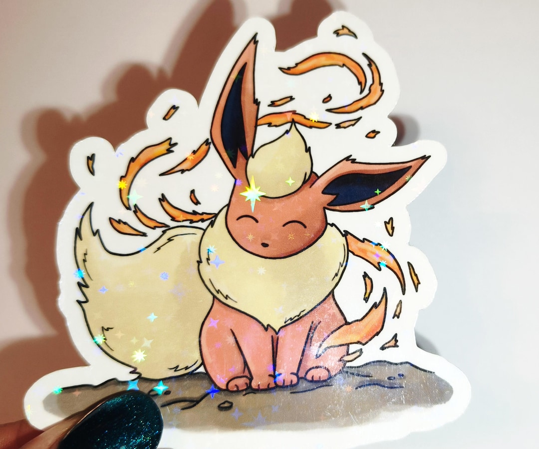 Flareon Pokemon Inspired Sticker Kawaii Holographic Vinyl Decal - Etsy