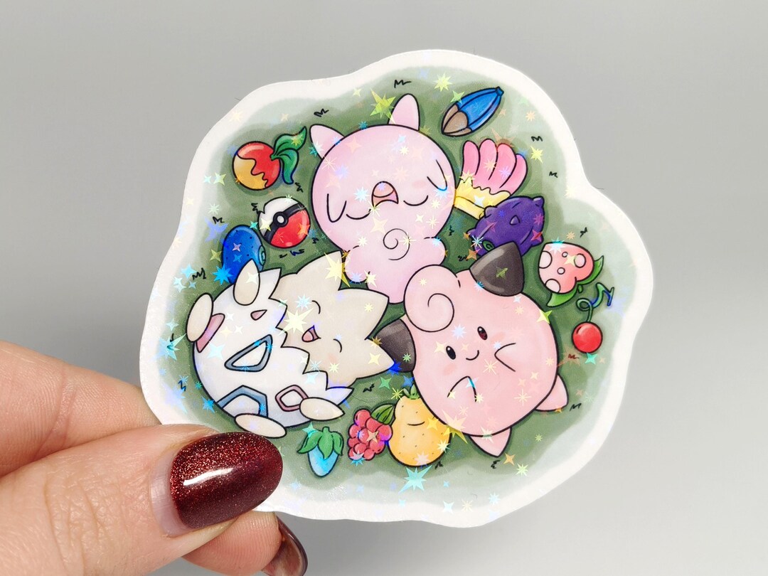 Togepi, Cleffa, Igglypuff Pokemon Inspired Sticker Cute Holographic ...