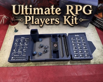 DND Character Tracker Box with Dice Tower | RPG Player Station, Stats Organizer