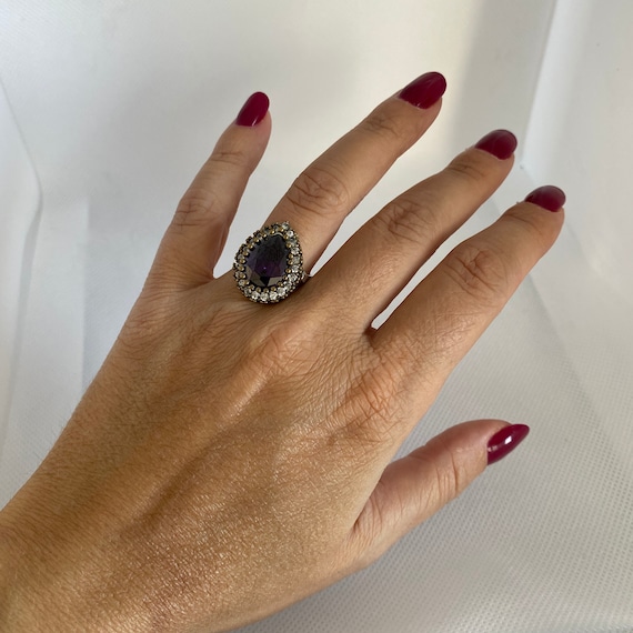 Vintage gemstone and silver ring