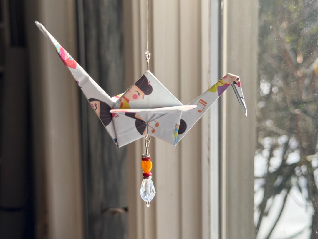 Japanese Doll Origami Crane Ornament - Etsy