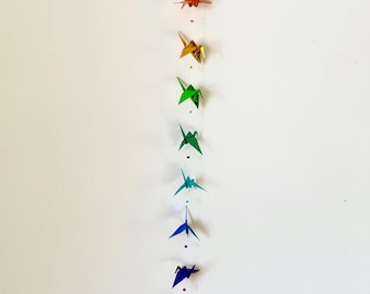 Metallic folie regenboog origami kraanvogelkoord met kralen