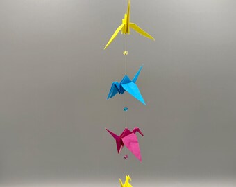 Pansexual PRIDE-vlag origami kraanvogelkoord met kralen