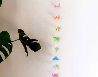 Origami kraanvogelkoord regenboogvariatie met kralen
