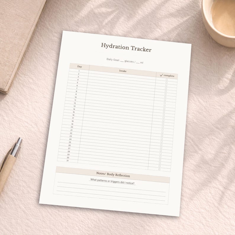 Water Tracker Printable | Daily Hydration Tracker PDF | Drink Water Log ...