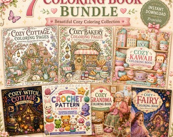 Bold & Easy Coloring Pages Bundle |Kawaii Coloring Book PDF | Kids Adults Printable Instant Download|Cozy Coloring Book Bundle