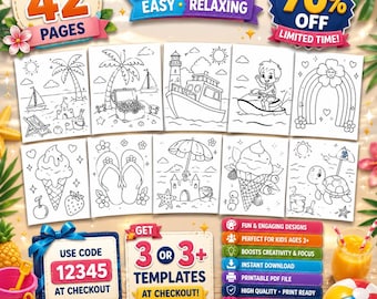Zomerkleurplaten, Zomerkleurboek, Zomerkleurplaten, Zomerkleurplaten voor kinderen, Zomerkleurplaten voor kinderen, Zomeractiviteiten