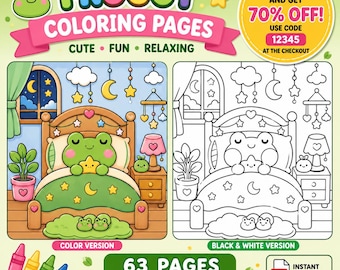Schattige Kikker Kleurplaten | 63 Leuke Kikker Kleurplaten voor Kinderen en Volwassenen | Gezellig Printbaar PDF Kleurboek | Direct Downloaden