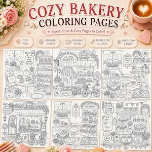 Magical Bakery Coloring Book|Cozy Bakery Coloring Book Printable – Cute Baking & Sweet Treats Coloring Pages | Kawaii Bakery pdf