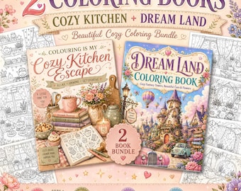 Dromerig land kleurboek, leuke en gezellige digitale kleurplaten, keukenhoek kleurplaat Hygge gezellige kleurboek interieur kleuren