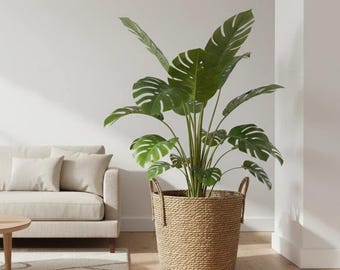 Nordic geweven plantenmand, grote bloempot van stro, minimalistische plantenbak