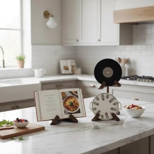 Handmade Wooden Cookbook Stand | Recipe Book Holder for Kitchen, Cooking & Baking Display