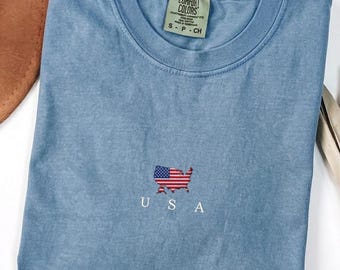 America 250 Embroidered Shirt, 250 Years of Freedom Tee, Comfort Colors Patriotic Shirt, USA 1776 2026 Anniversary Gift