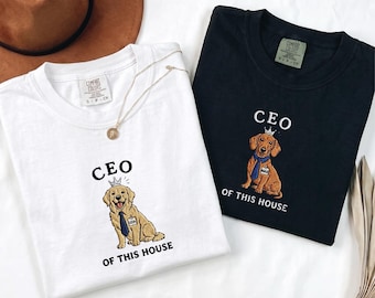 My Dog Is A Democrat Embroidered Shirt, CEO of This House Dog Tee, Personalized Pet Shirt, Comfort Colors Dog Lover Gift