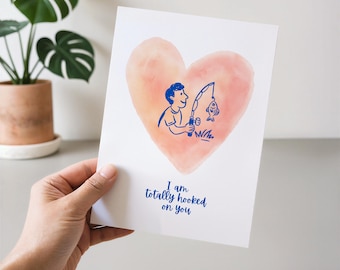 I Am Totally Hooked on You Valentine Card | In Love With You Love Card | Romantic Printable Valentine | Digital Love Card I Digital Download