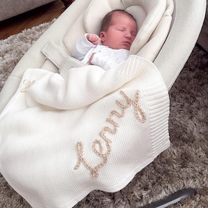 Copertina unica per neonati, copertina personalizzata con il nome del bambino, ricordo personalizzato, regalo per baby shower, copertina ricamata per bambini