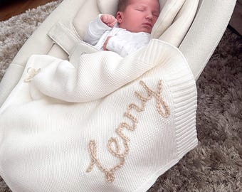 Couverture unique pour nouveau-né, couverture avec prénom de bébé personnalisé, souvenir personnalisé, cadeau de baby shower, couverture brodée pour enfant