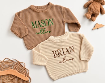 Custom Embroidered Baby Knit Sweater, Baby name jumper, Pregnancy announcement, Gift for baby shower, Newborn Gift,Personalized Name Jumper