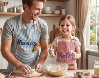 Unique Custom Apron,Ideal Gift for Bakers and Cooks,Handmade Gift,Personalized Hand‑Embroidered Apron,Custom Name Apron for Kids & Adults