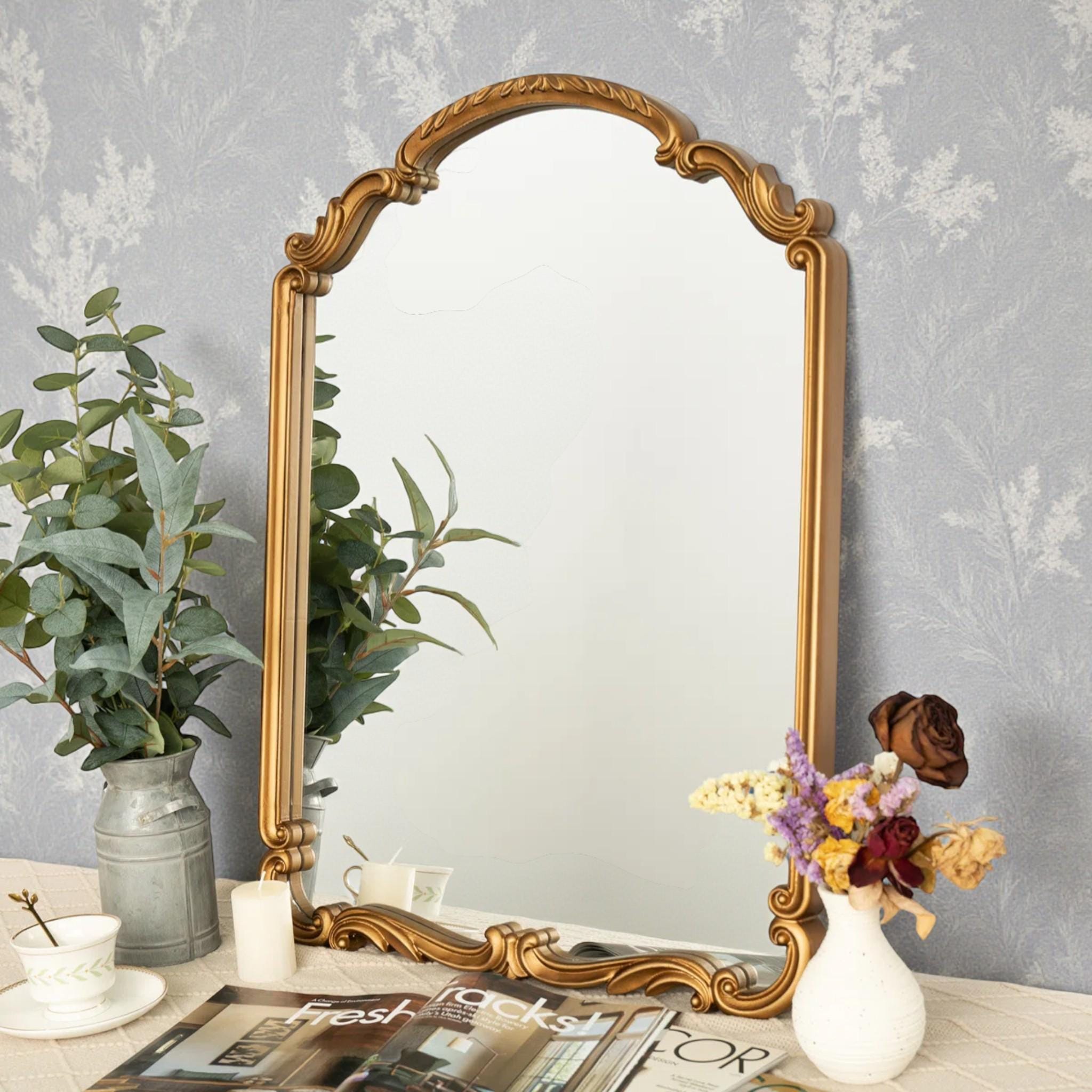 slim fit dress slacks Large Gold Dressing Table Triple Mirror