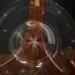 Vintage Atomic Starburst Etched Crystal Plates Celestial MCM Glass Set