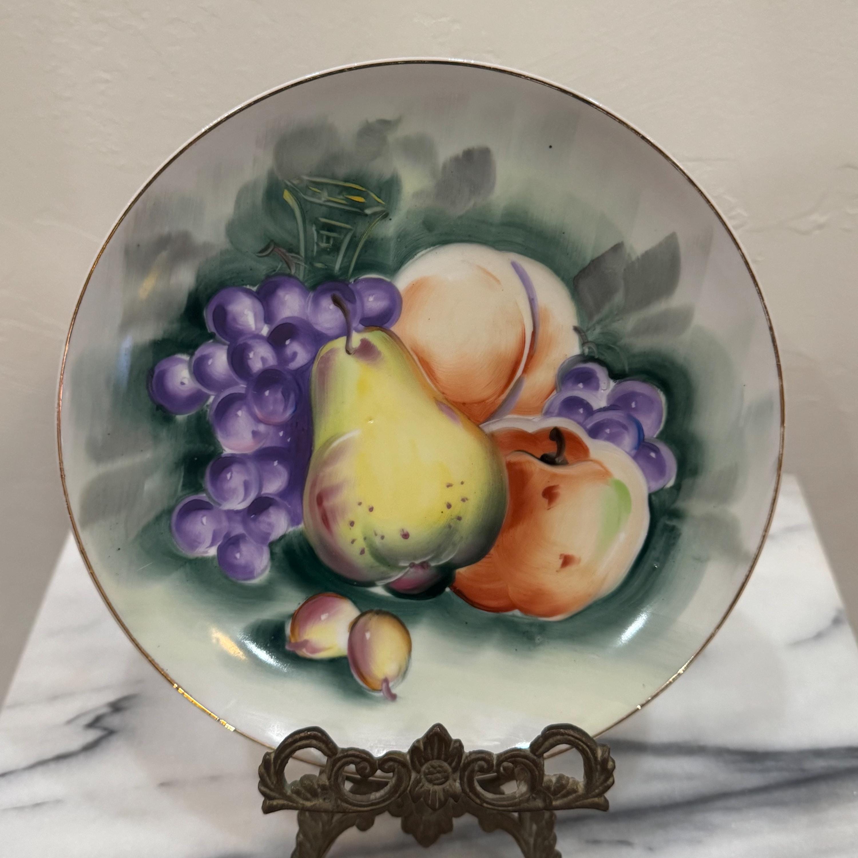 Vintage Handpainted Fruit Porcelain Plates - Etsy