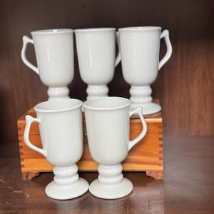 Vintage Hall Pottery #1273 Irish Coffee Mugs Set of 5 Pedestal