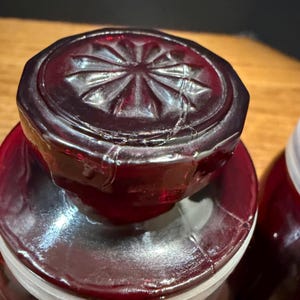Vintage Wheaton NJ Ruby Red Glass Sunflower Apothecary Bottles Set of 2 image 2