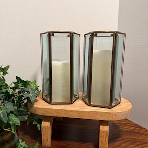 Vintage Messing Glas Kerzenhalter 2er-Set Gemütliches Cottage Dekor
