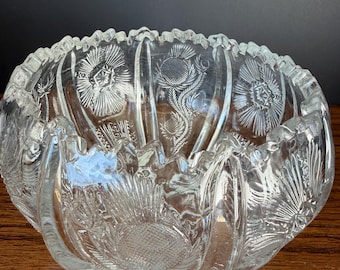 Antique EAPG Higbee Paneled Thistle Master Berry Bowl Signed Higbee Mark
