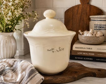 Vintage Pfaltzgraff Remembrance 2 kwart gallon jerrycan VS steengoed keukenvoorraadpot met deksel