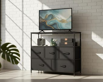 TV Stand Dresser with Storage Drawers and Shelf