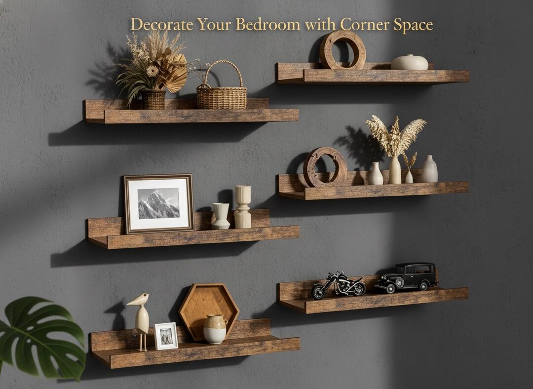 Floating Wood Wall Shelves Set Rustic Decor Storage - Etsy