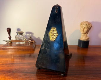 Vintage Maelzel Paris Wooden Metronome – Black Pyramid – 23cm – Mechanical – Early 20th Century – For Restoration
