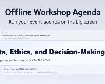 Offline workshopagenda: agendatool op groot scherm (werkt offline)