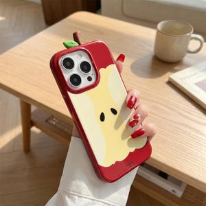 Funda 3D estilo coreano para iPhone con diseño de Apple Core, resistente a golpes y arañazos