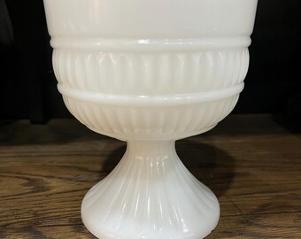 Vintage milk glass pedestal vase