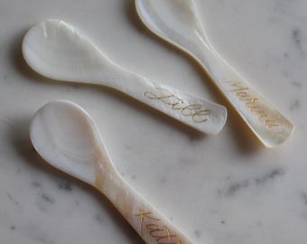Personalized Caviar Spoon | Hand-Engraved Spoon | Hostess Gift | Wedding Favor | Luxury Gifting | Shell Spoon