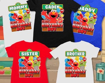 Personalized Name Elmo Birthday Boy/Girl Shirt, Birthday Boy T-shirt, Abby Birthday Girl Tee, Customs Name Toddler Tee, Family Matching
