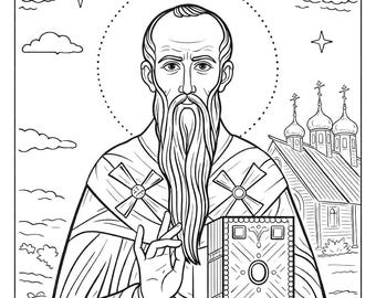 Sint-Basilius de kleurplaat - orthodox-katholieke kunst (digitale download