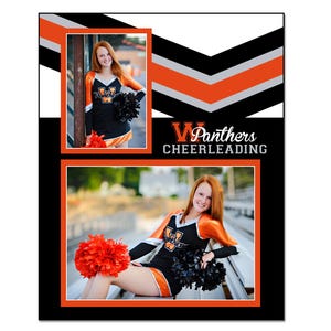 Cheerleading Memory Mate Template 001: 8x10” Photoshop PSD, Customizable (Digital File Only)
