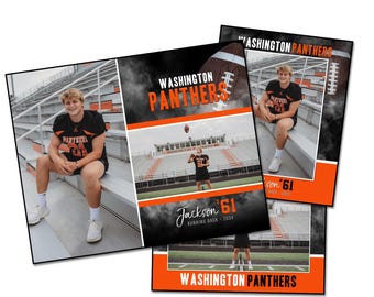 Football Photo Template Pack Y: Memory Mate, Individual, Team Photoshop PSD (Digital File Only)