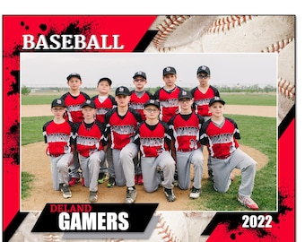 Baseball Team Foto Vorlage 011: Photoshop PSD (8x10, 5x7, Wallet), anpassbar (Nur digitale Datei)