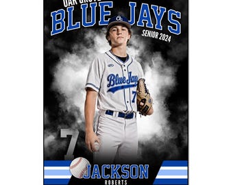 Baseball Banner Template 008: 2x3ft, 12x18" Photoshop, Editable High School Athlete Poster, Custom Sports Photo Banner, Senior Night Banners