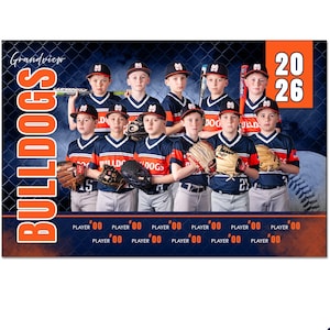 Baseball Banner & Poster Template 019H: 2x3ft, 12x18" Photoshop PSD, Customizable (Digital File Only)