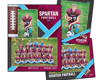 Football Photo Template Pack J: Memory Mate, Individual, Team Photoshop PSD (Digital File Only)