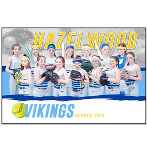 SOFTBALL POSTER 009_H | 12 "x 18" Adobe Photoshop Digitale Vorlage | Sport Template für Banner & Poster | Nur digitale Datei