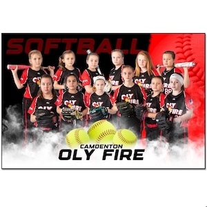 POSTER SOFTBALL 011_H / 12"x18" Modello digitale Adobe Photoshop / Modello sportivo per striscioni e poster / Solo file digitale